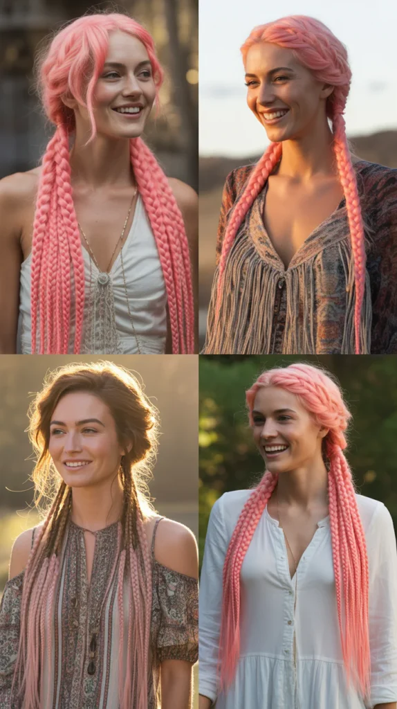 Braided Pink Ponytail