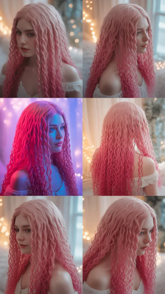 Multi-Shade Pink Crimped Fantasy Wig