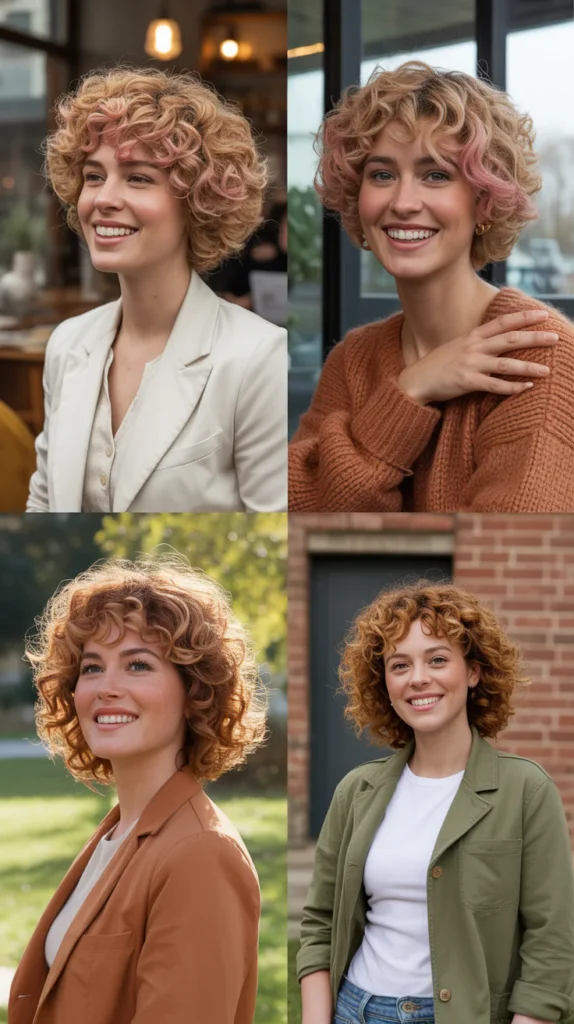  Strawberry Blonde Curly Pink Wig