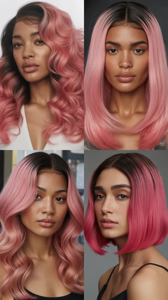 Pink and Black Ombre Wig