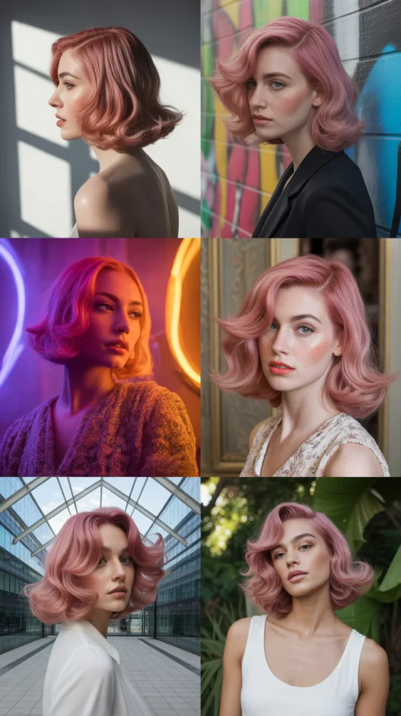 Multi-Tonal Pink Wig with Sweeping Side Part