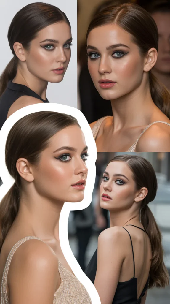 Sleek Low Ponytail with Side Part