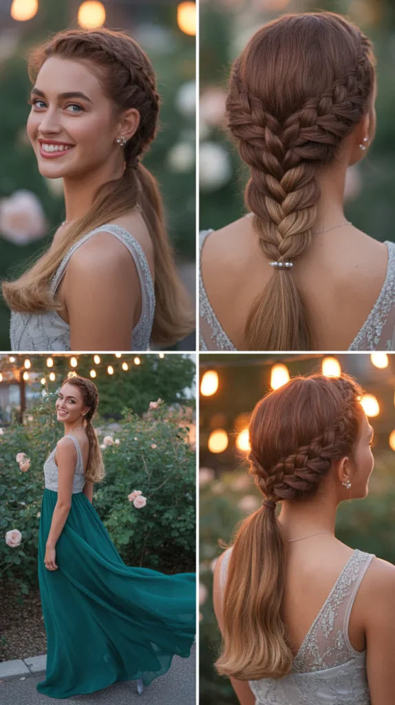 Dutch Braid into Ponytail