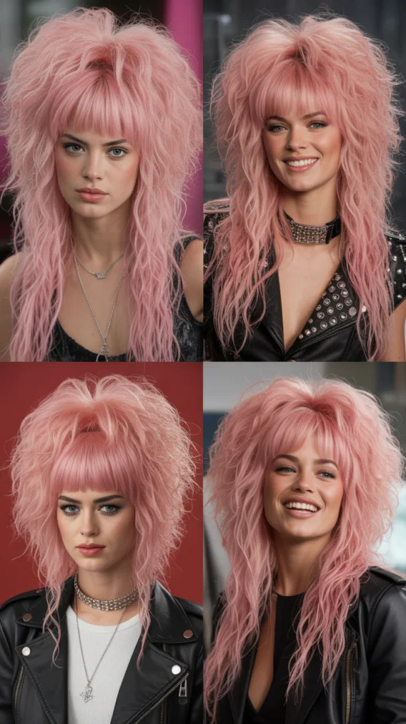 Textured Teased Pink Ponytail