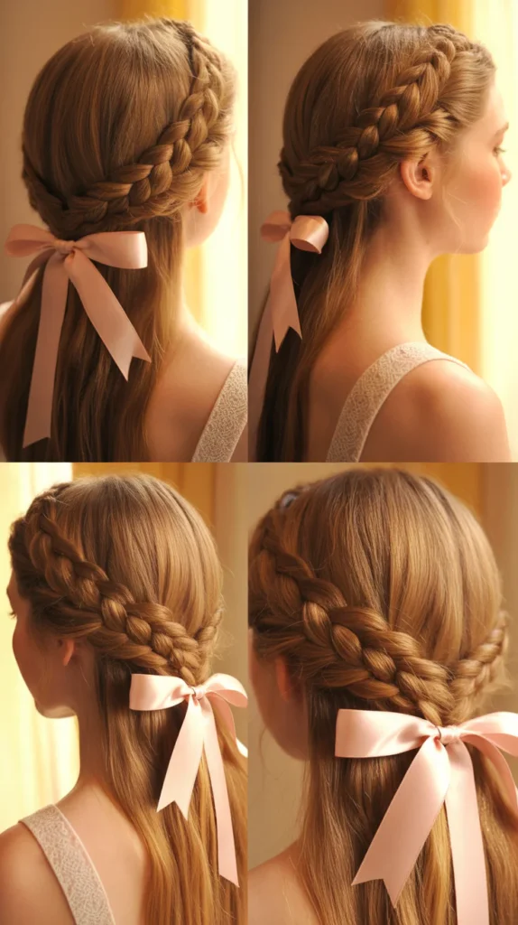 Braided Updo with Ribbon