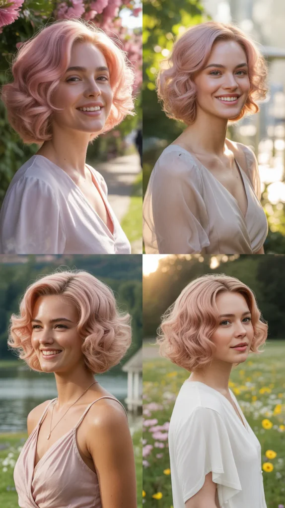 Pastel Pink Loose Curl Lob