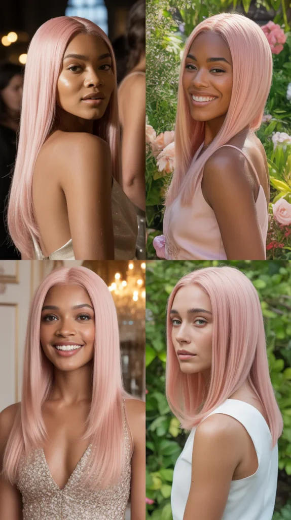 Blush Pink Straight Wig