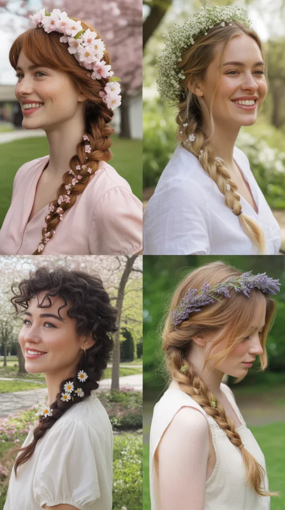 Classic French Braid With Floral Accents