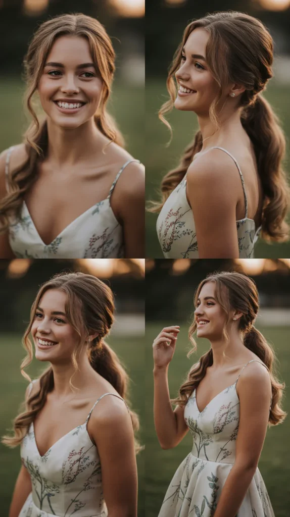 Low Romantic Ponytail with Loose Curls