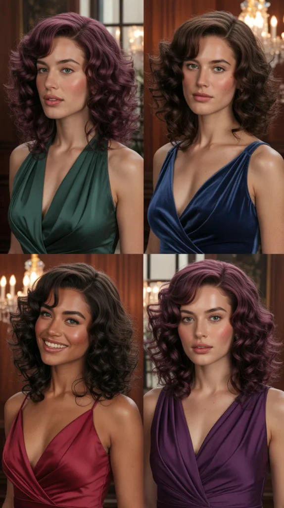 Dark Magenta Curly Wig