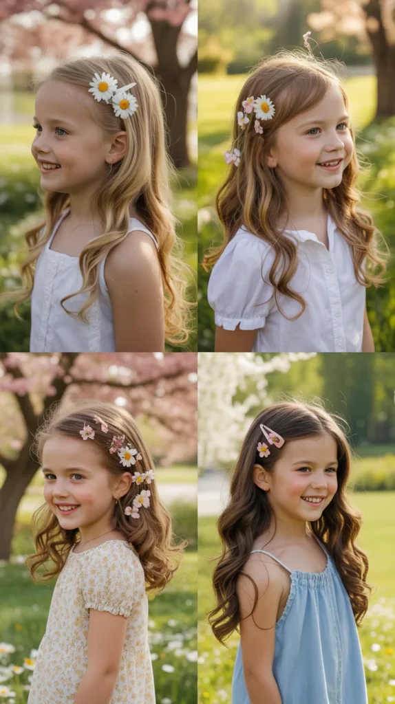 Loose Waves with Flower Clips