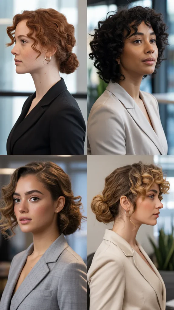 Curly Low Bun With Wrapped Section