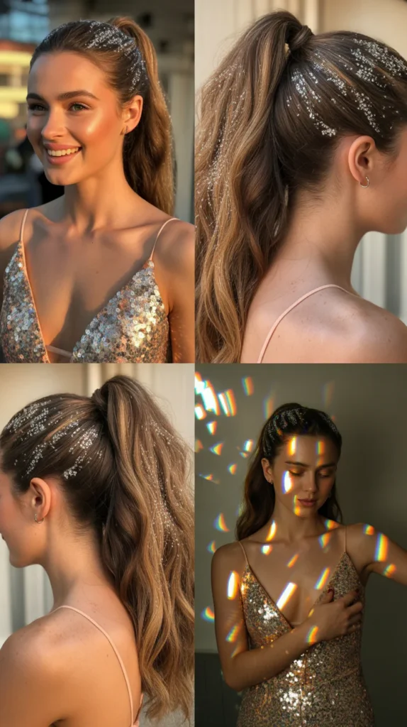 Glitter Root Ponytail