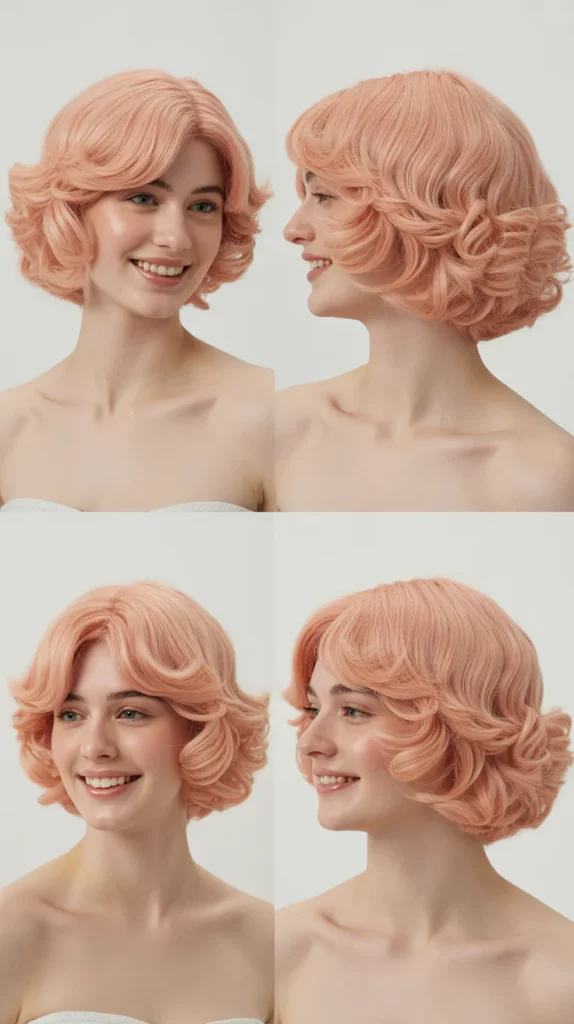 Soft Pastel Pink Crimped Bob