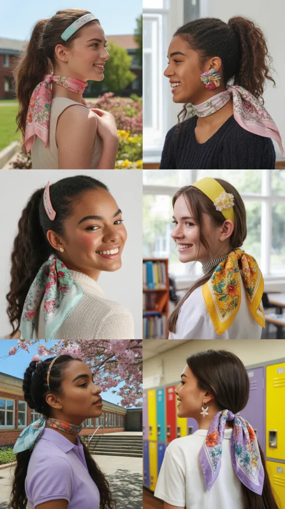 High Ponytail with a Scarf