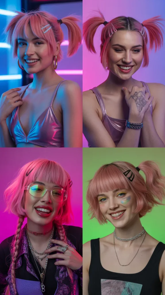 Short Pink Wig Ponytail