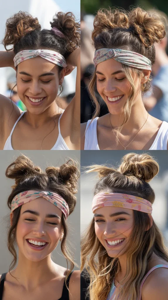 Pigtail Space Buns with Headband