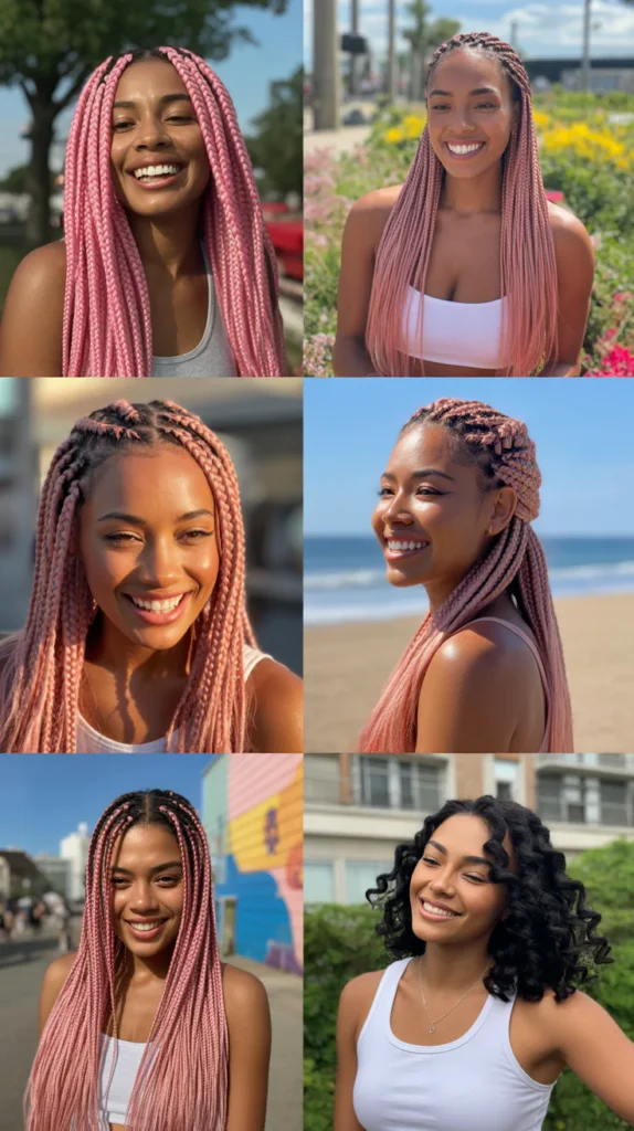 Pink Braided Wig