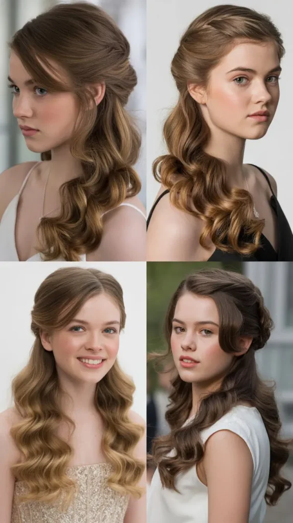 Half-Up with Side Swept Waves