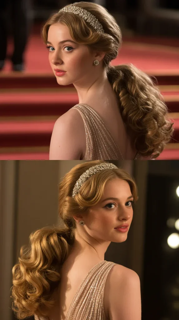Curled Ponytail with Jeweled Headband