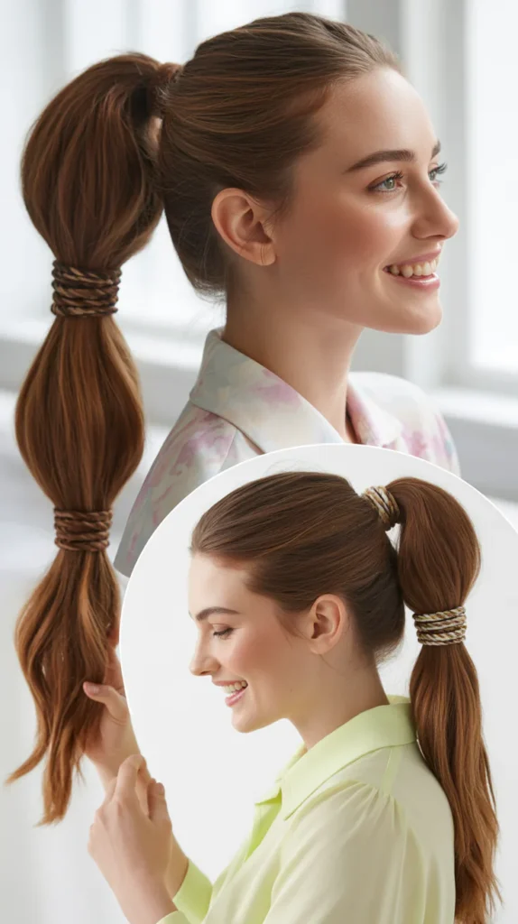  High Ponytail with Wrap-Around Detail