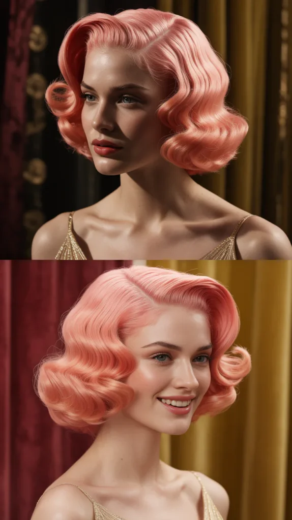  Flamingo Pink Crimped Vintage Waves