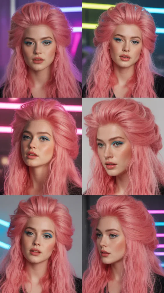 Candy Pink Half Up Half Down with Crimped Texture