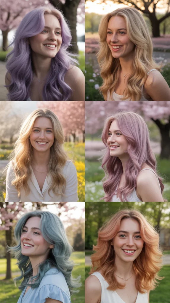 Spring Pastel Hair Colors with Waves