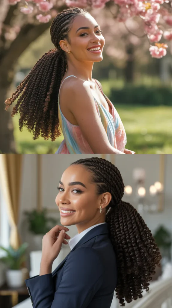  Braided Ponytail with Curly Ends
