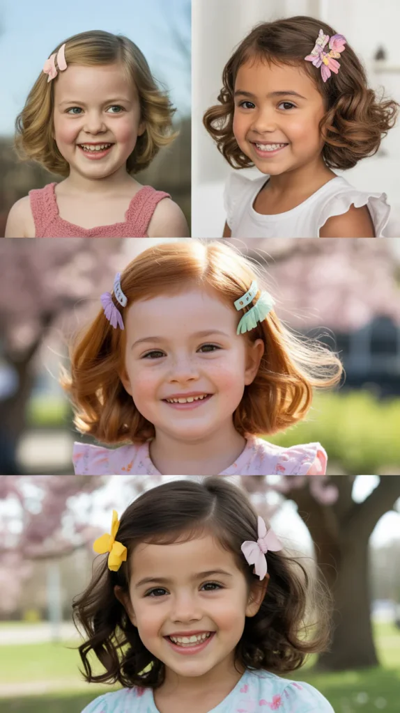 Feathered Bob with Barrettes