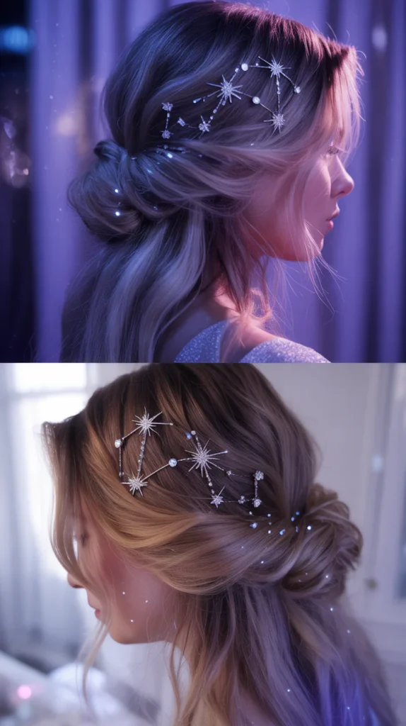 Celestial Updo with Stars and Gems
