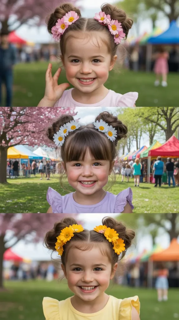  Space Buns with Floral Accents