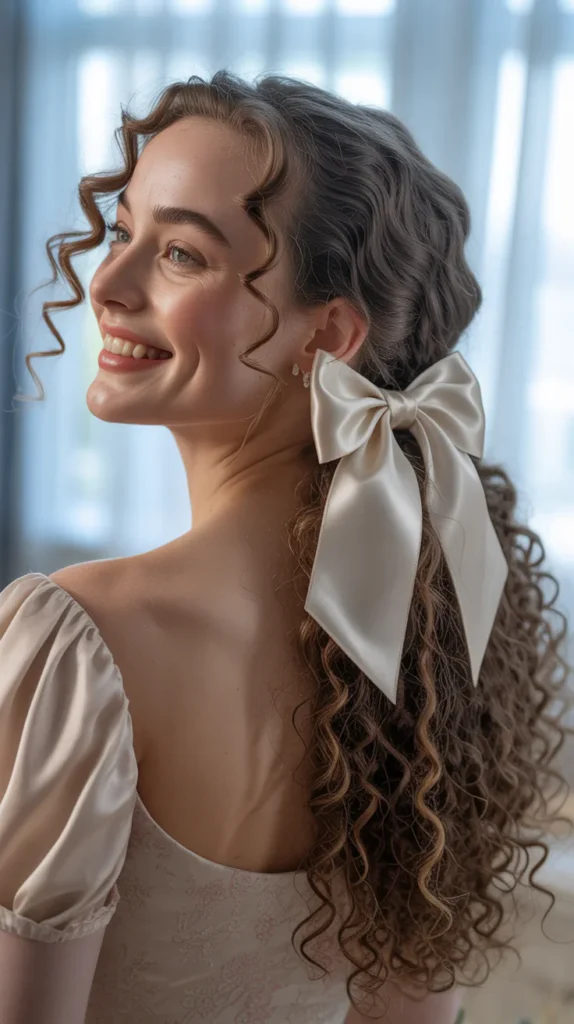 Curled Ponytail with Bow