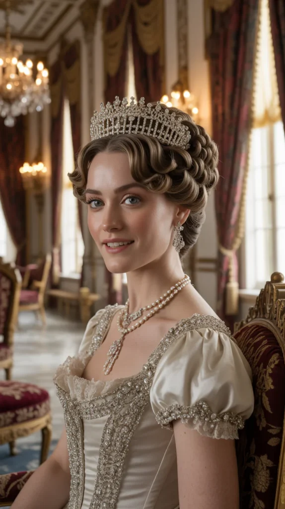 The Elaborate Georgian Updo with Multi-Strand Tiara