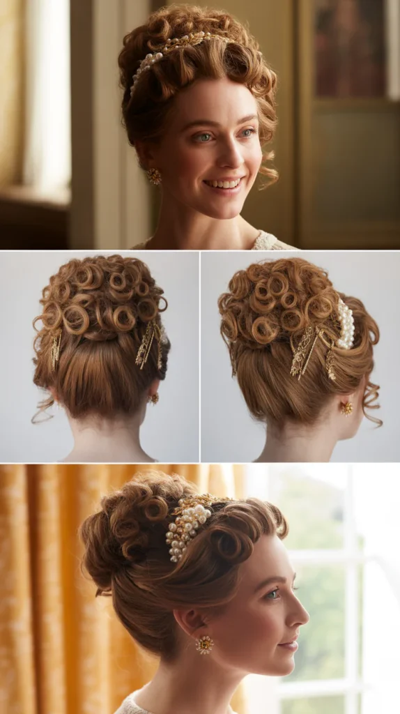 Curly Natural Regency Updo