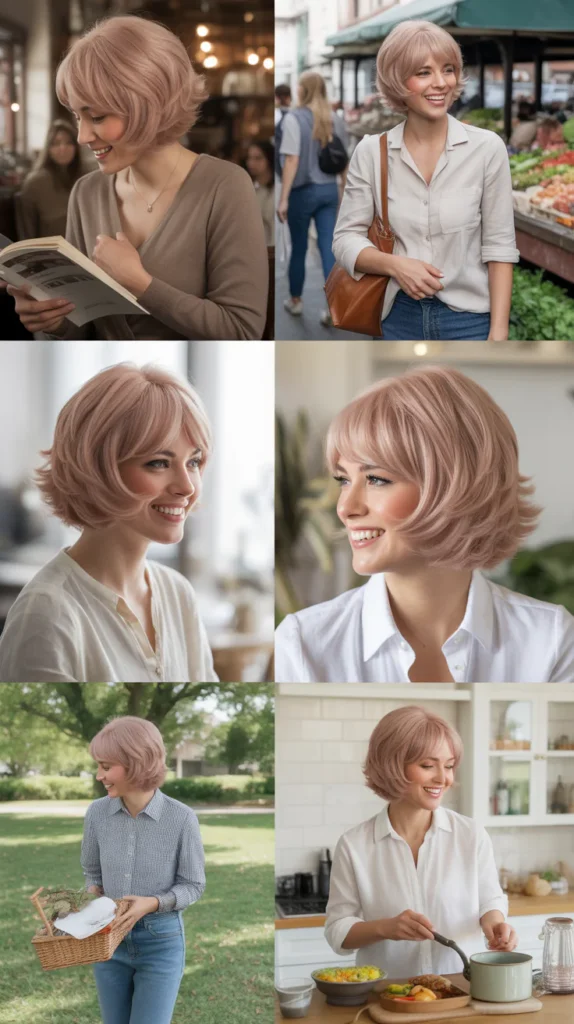  Blush Pink Feathered Layers with Side Part