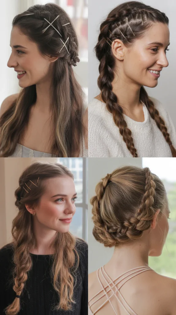 Braided Updo with Crisscross Pins