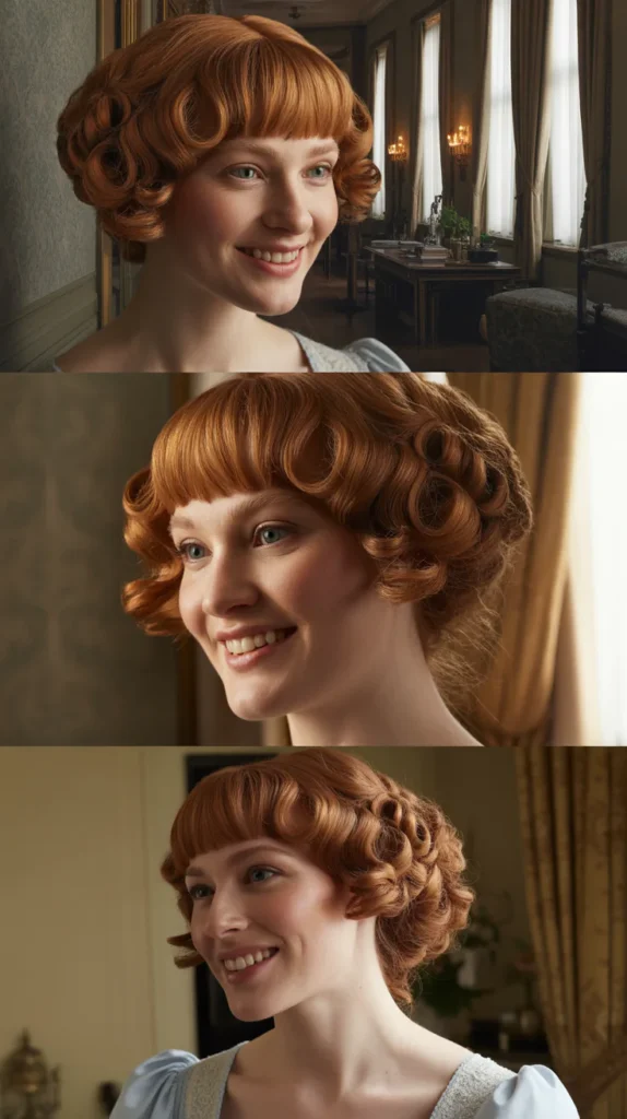 Regency-Inspired Bangs with Curly Hair