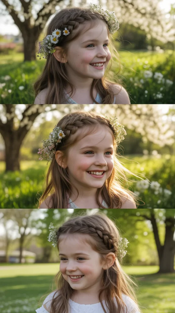 Crown of Braids with Baby Flowers