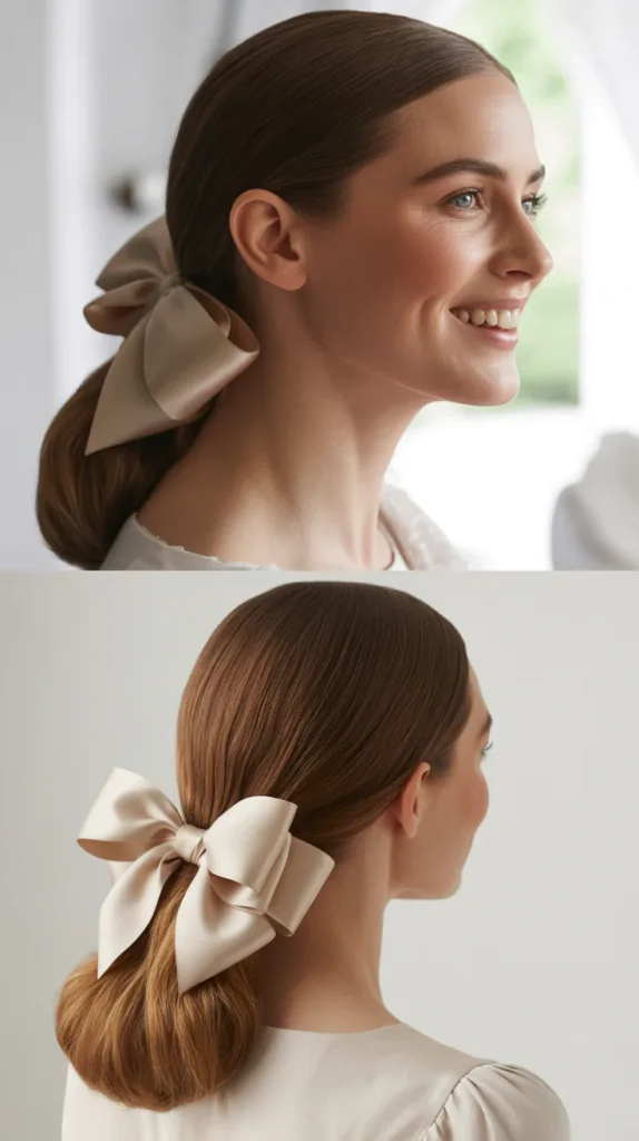 Simple Sleek Low Ponytail with Bow