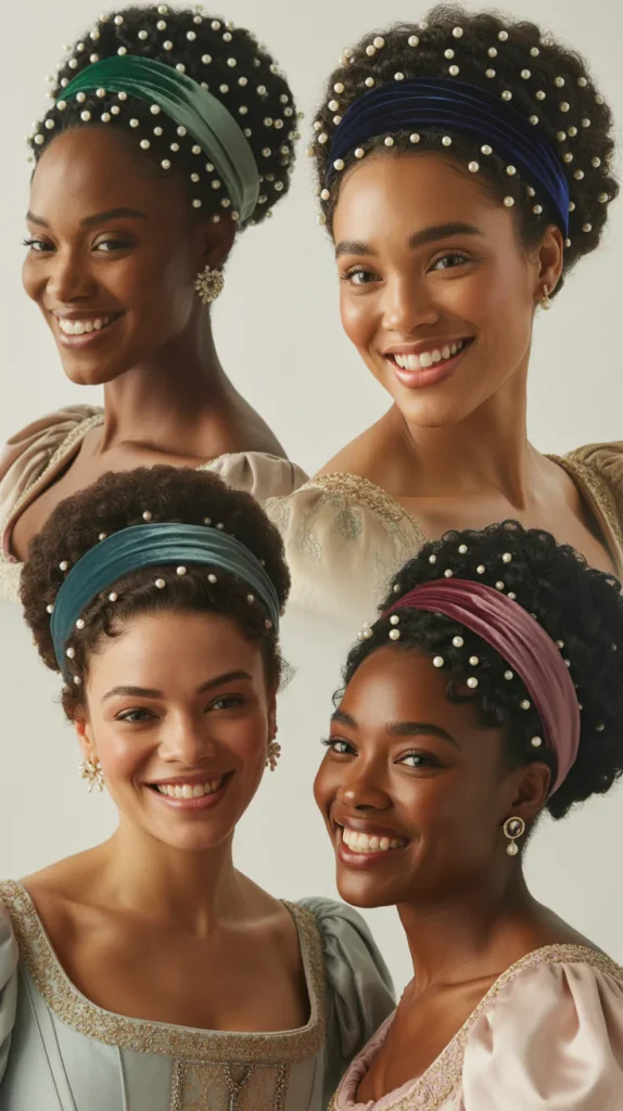 Pearl-Embellished Afro Updo