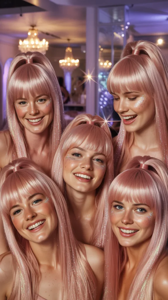 Glitter and Metallic Pink Ponytail