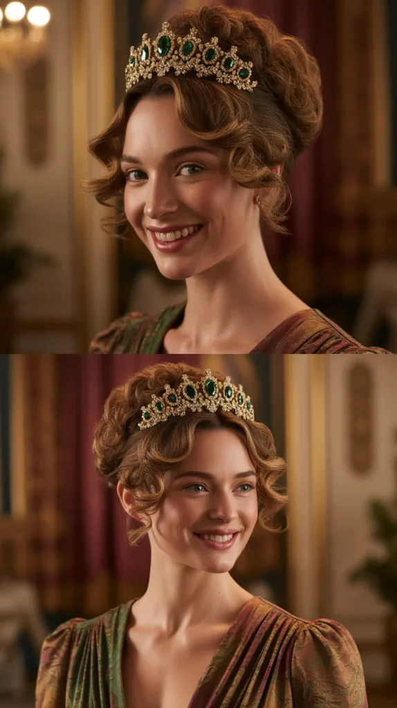 The Side Twist Updo with Ruby Crown