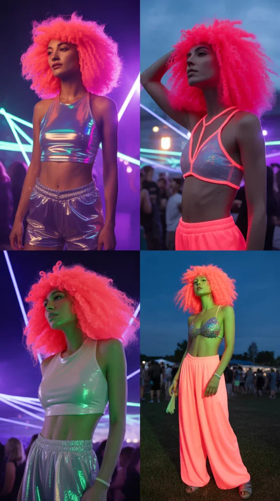 Neon Pink Curly Festival Wig