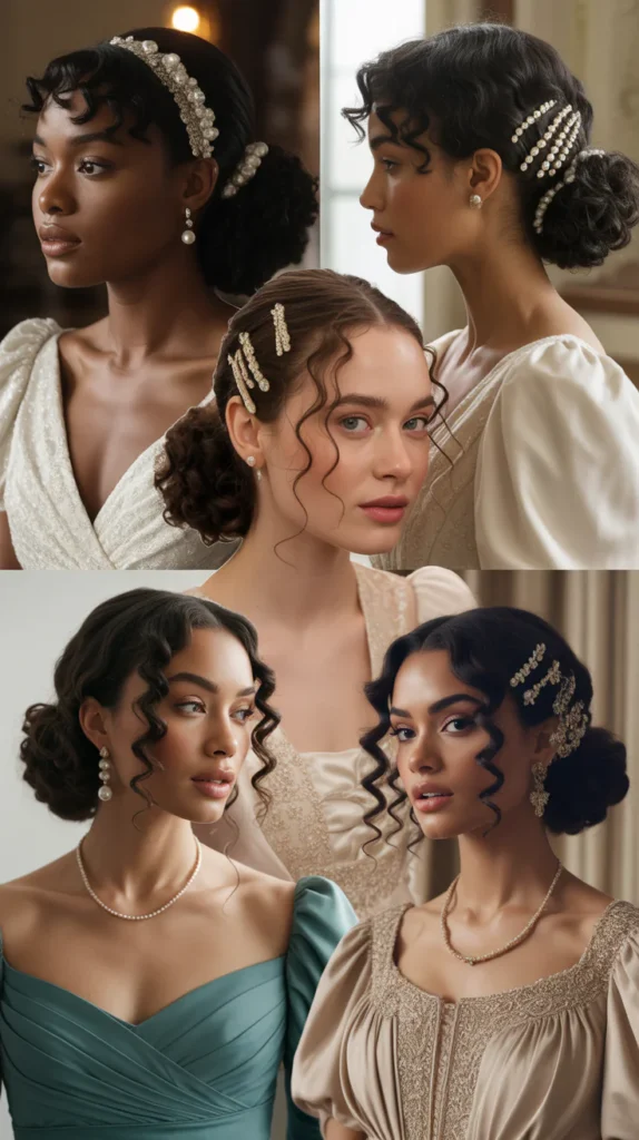 Curly Half-Up Half-Down with Pearls