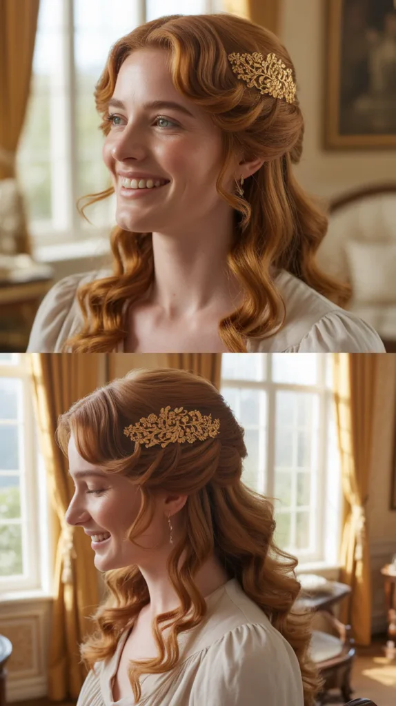 Loose Waves with a Gold Hair Comb