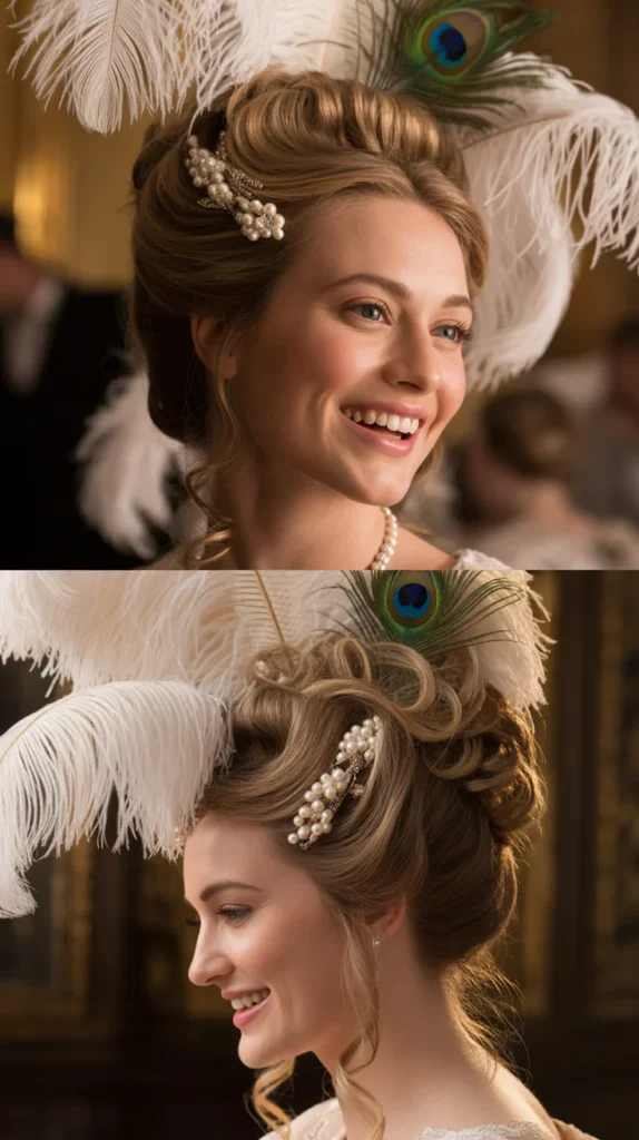 Feather-Accented Regency Updo