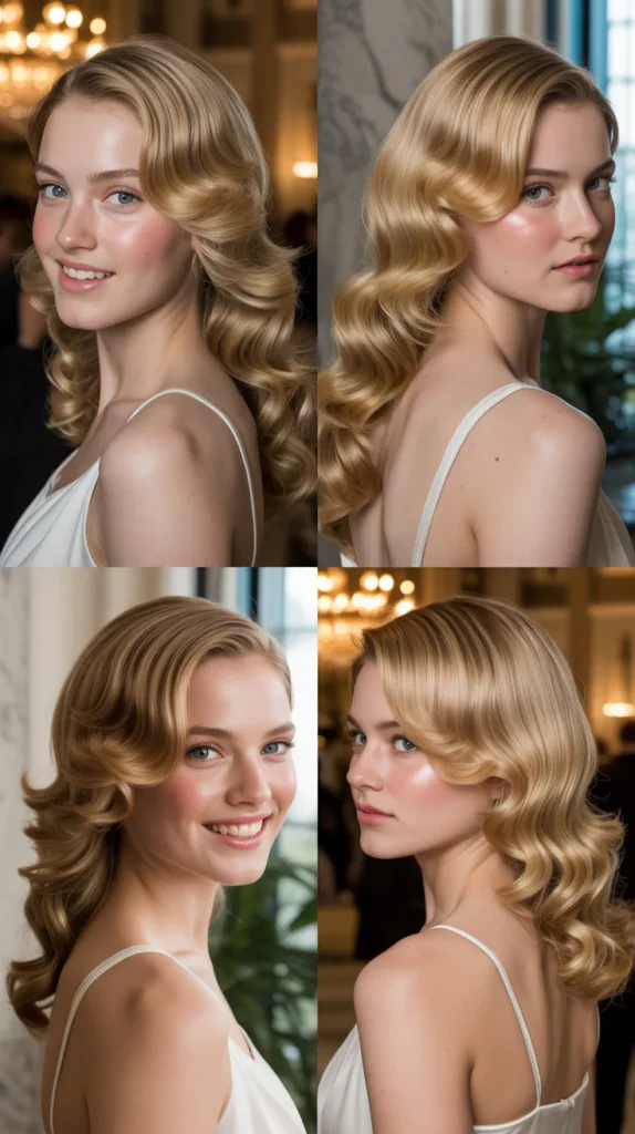 Side-Swept Curls with a Deep Side Part