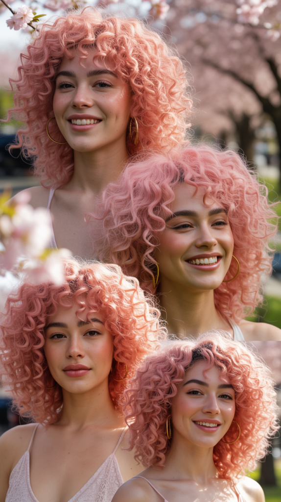   Cherry Blossom Pink Kinky Curly Wig
