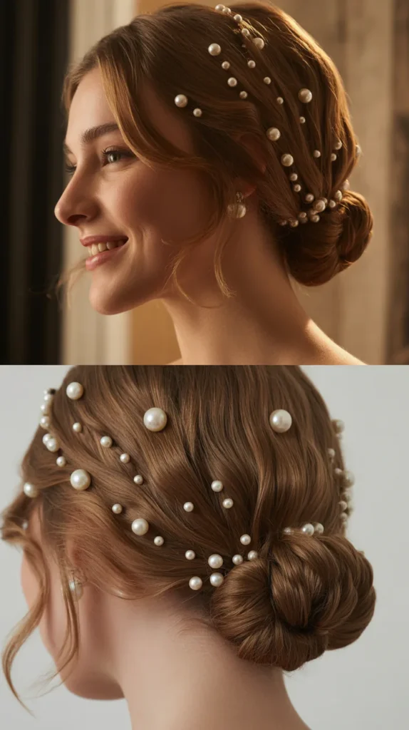 Pearl-Adorned Low Bun